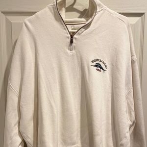 Mens Tommy Bahama size large cream/white half-zip pullover sweatshirt